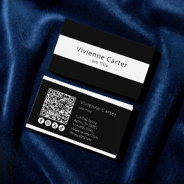 Minimalistiskt Enkelt Svart Vitt Socialt Media QR- Visitkort