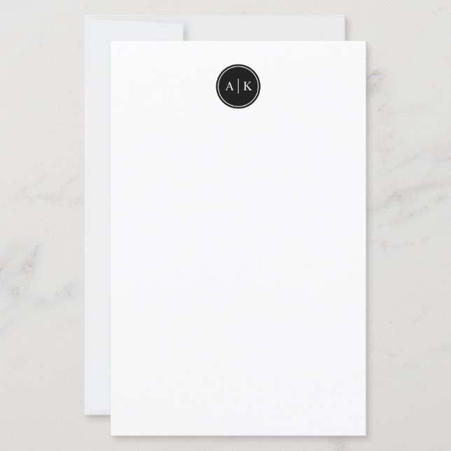 Minimalistiskt enkelt svartvit monogrampapper (Framsida)
