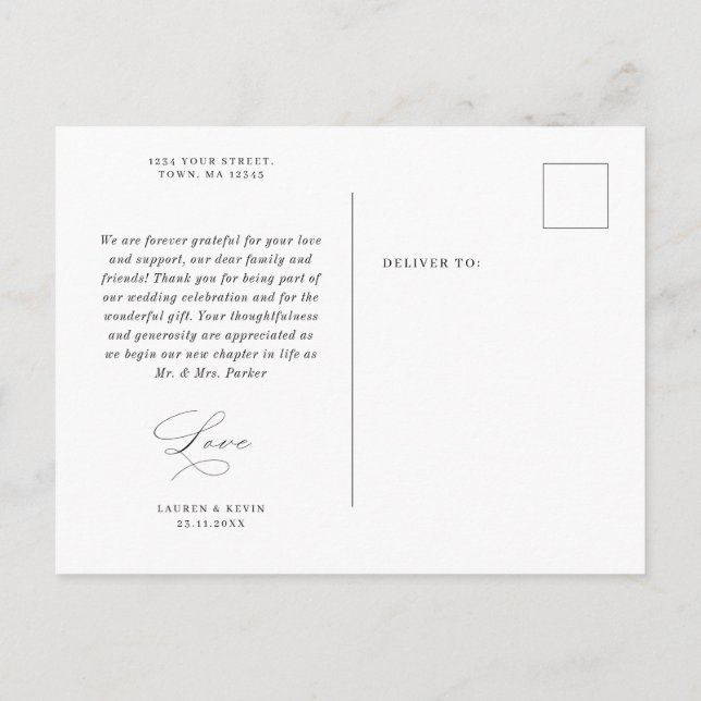 Minimalistiskt enkelt tack för vykortet inbjudan vykort (Baksida)