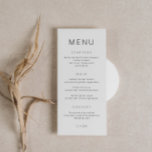 Minimalistiskt enkelt teckensnittsbröllop-menykort meny<br><div class="desc">Det här anpassningsbara bröllopsmenykortet är utformat för att samordna med vår minimalistiska All In One Collection och har en ren och enkel layout med enkelt teckensnitt. Om du vill göra en mer avancerad anpassning av den här designen, t.ex. ändra layout, teckensnitt eller storlek text, klickar du på knappen "CUSTOMIZE" ovan....</div>