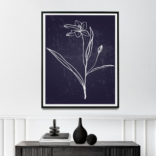 Minimalistiskt enkelt Teckning i blomman Poster