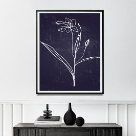Minimalistiskt enkelt Teckning i blomman Poster