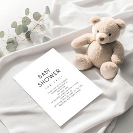 Minimalistiskt, enkelt Text Black and White Baby S Inbjudningar