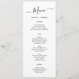 Minimalistiskt enkelt typografiskt Bröllop-menykor Meny