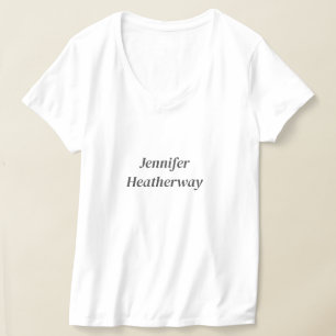 Minimalistiskt enkelt, vitt eget namn t shirt