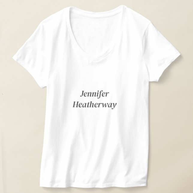Minimalistiskt enkelt, vitt eget namn t shirt (Laydown)