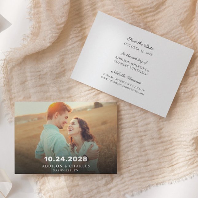 Minimalistiskt ett foto | SPARA DATUM MEDDELANDE Inbjudningar (Skapare uppladdad)