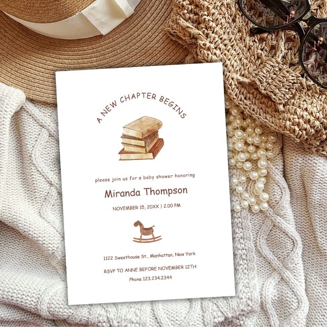 Minimalistiskt ett nytt kapitel som börjar med Bok Inbjudningar (Minimalist A New Chapter Begin Book Baby Shower Invitation)
