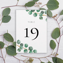 Minimalistiskt Eucalyptus Löv Bröllop Bordsnummer