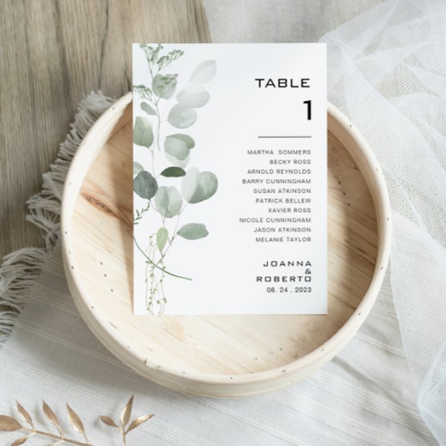 Minimalistiskt eukalyptus Bordsnummer 1 Sittdiagra (Skapare uppladdad)