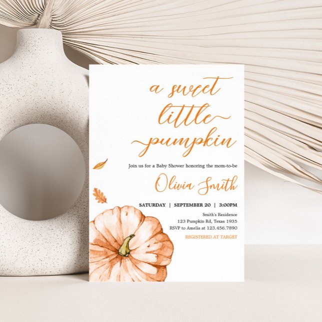 Minimalistiskt fall - liten babystövel för knaprig inbjudningar (Minimalist Fall Autumn Pumpkin Baby Shower Invitation)
