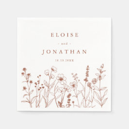 Minimalistiskt fall Terracotta WildblomBoho Bröllo Pappersservett