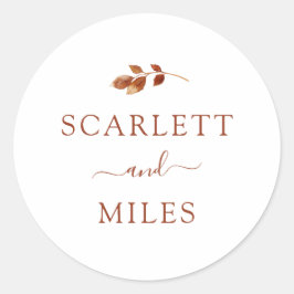 Minimalistiskt fallande terracotta Löv kuvertförse Runt Klistermärke