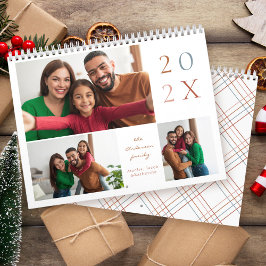 Minimalistiskt färgfyllt år 3 Fotokollage-familjen Kalender