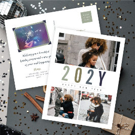 Minimalistiskt färgfyllt år 3 fotomodern enkelt helg vykort