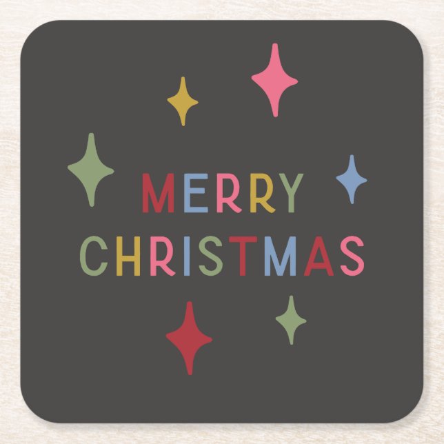 Minimalistiskt färgmodernt God jul Underlägg Papper Kvadrat (Framsidan)