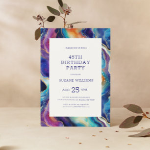 Minimalistiskt färgstarkt Glitter Agate Grattis på Inbjudningar