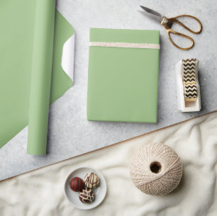 Minimalistiskt fast Elegant Sage Grönt Plain Presentpapper