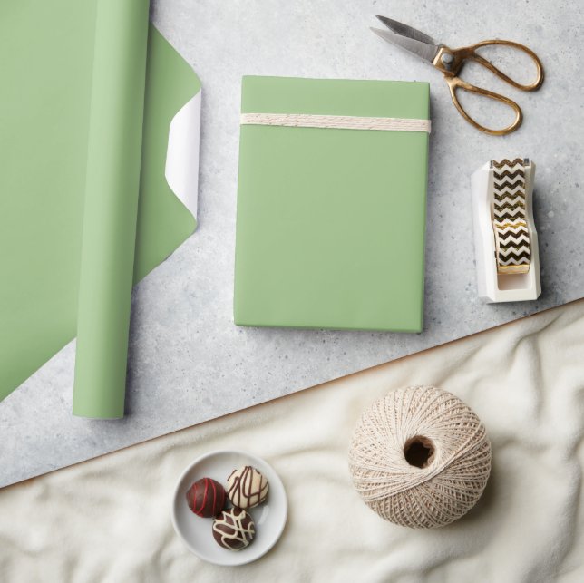 Minimalistiskt fast Elegant Sage Grönt Plain Presentpapper (Hantverk)