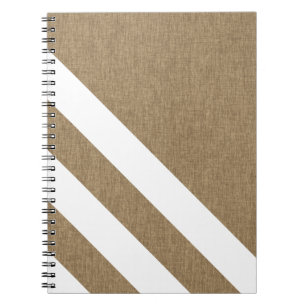 Minimalistiskt Faux Burlap White Rand Anteckningsbok Med Spiral