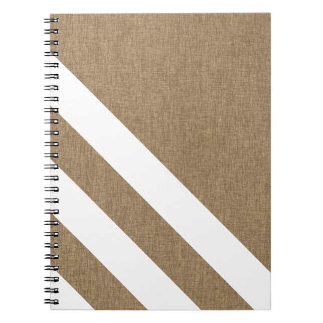 Minimalistiskt Faux Burlap White Rand Anteckningsbok Med Spiral (Framsidan)