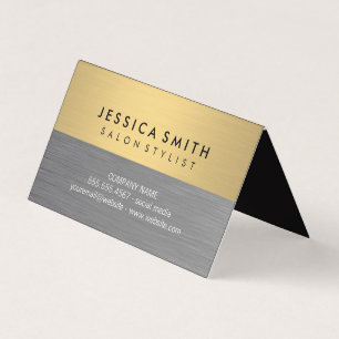 Minimalistiskt Faux Metallic Guld Brushed Färg-blo Visitkort