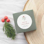 Minimalistiskt fel Anpassningsbar Julfamiljen Namn Runt Klistermärke<br><div class="desc">En anpassningsbar juldekal dekorerad med en vacker, handmålad mistel arrangemang hängning uppifrån på klistermärket. Nedan skrivs "god jul" eller ett valfritt meddelande ut i gemener och serif-typografi. Grund på klistermärket skrivs din familj namn i versaler. Perfekt för förslutning av kuvert, dekoration av presentlådor eller förskönande av festföremål! Made att matcha...</div>