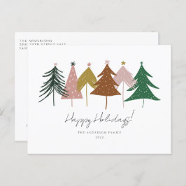 Minimalistiskt Festive Julgranar Helg Vykort