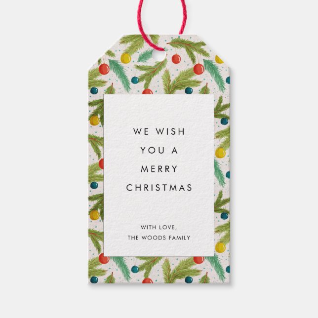 Minimalistiskt Festive Mönster God jul Presentetikett (Framsidan)