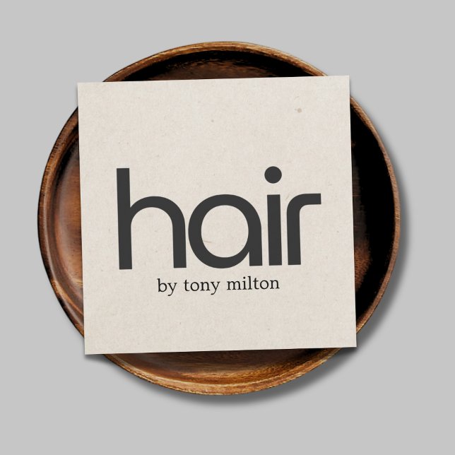 Minimalistiskt fet bege Natural Black Hair Salon Fyrkantigt Visitkort (Skapare uppladdad)