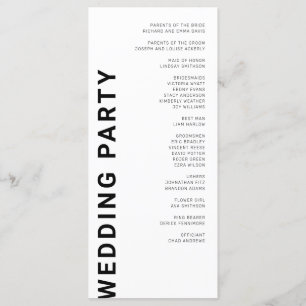 Minimalistiskt fet brev White-Bröllopsprogram Program