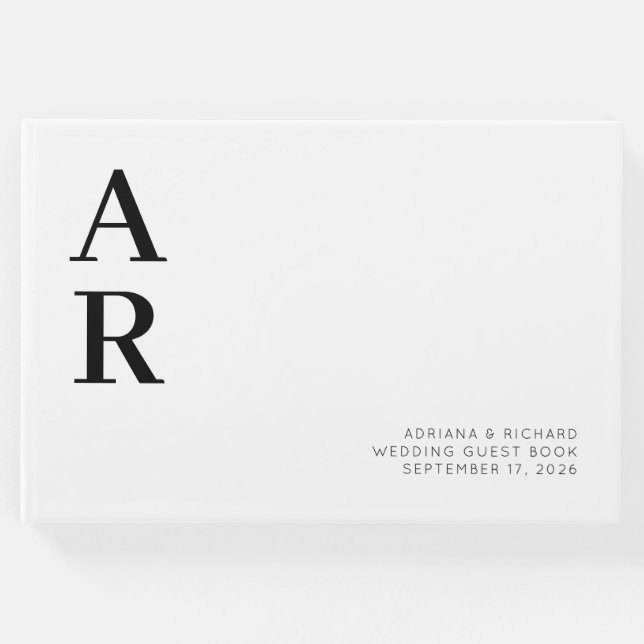 Minimalistiskt fet Initialer Bröllop Gästböcker (Framsida)