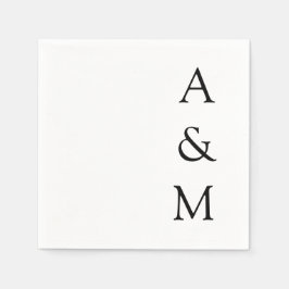 Minimalistiskt fet Monogram Boho Bröllop Black Whi Pappersservett