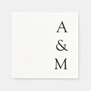Minimalistiskt fet Monogram Boho Bröllop Black Whi Pappersservett