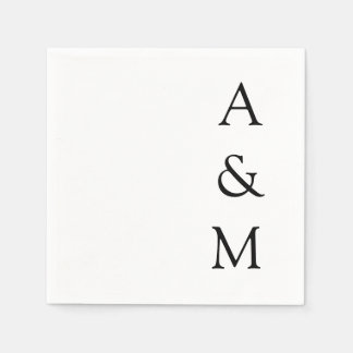 Minimalistiskt fet Monogram Boho Bröllop Black Whi Pappersservett