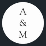 Minimalistiskt fet Monogram Boho Bröllop Black Whi Runt Klistermärke<br><div class="desc">Minimalistisk Chic av fet monogram Trendig,  typografi Bröllop Classic Round Stickers in Black and White</div>