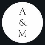 Minimalistiskt fet Monogram Boho Bröllop Black Whi Runt Klistermärke<br><div class="desc">Minimalistisk Chic av fet monogram Trendig,  typografi Bröllop Classic Round Stickers in Black and White</div>
