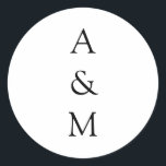 Minimalistiskt fet Monogram Boho Bröllop Black Whi Runt Klistermärke<br><div class="desc">Minimalistisk Chic av fet monogram Trendig,  typografi Bröllop Classic Round Stickers in Black and White</div>