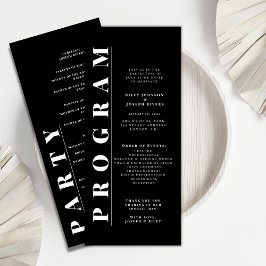 Minimalistiskt fet svart och vitt bröllopsprogram program