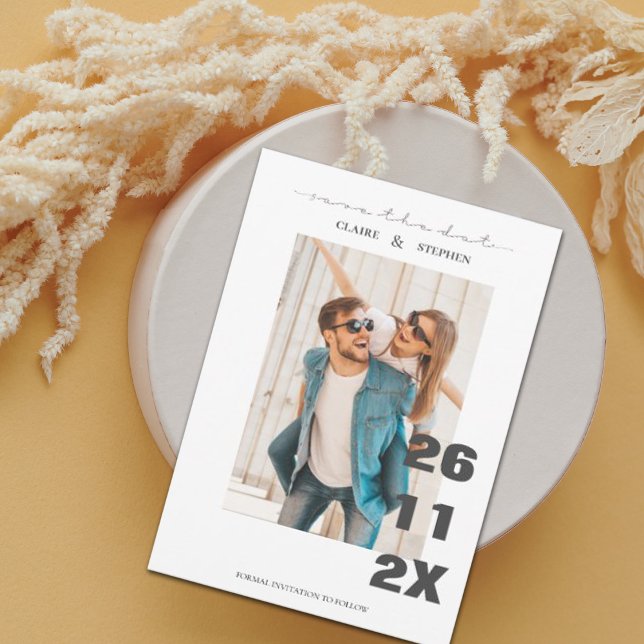 Minimalistiskt, fet svart, vitt foto Bröllop Spara Datumet (Skapare uppladdad)