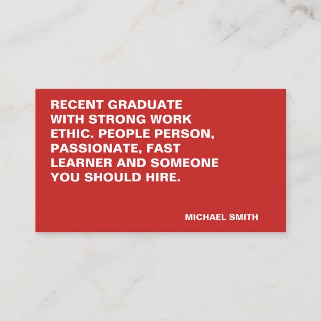 Minimalistiskt, fetstiskt stort citattecken visitkort (Framsida)