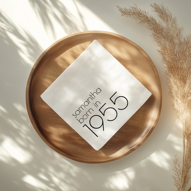 Minimalistiskt född 1955, svart 70:e Födelsedagsfe Pappersservett (Skapare uppladdad)