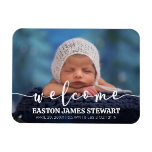 Minimalistiskt födelsekort för foto Baby Magnet