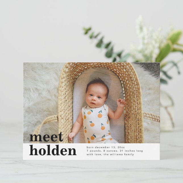 Minimalistiskt födelsemeddelande | Födelsemeddelan Inbjudningar (Stående Fram)