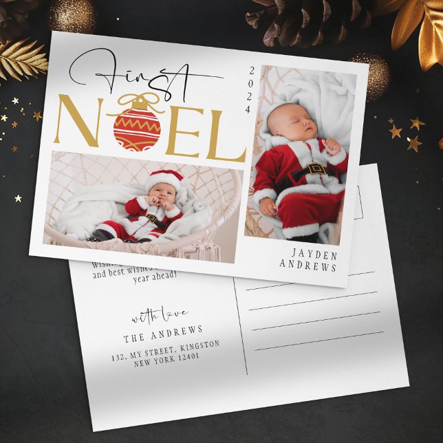 Minimalistiskt första julfoto Baby Helg Vykort (Skapare uppladdad)