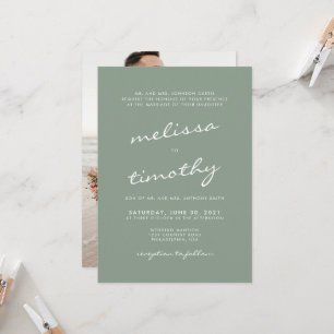 Minimalistiskt fotfoto från Calligraphy Sage Grönt Inbjudningar