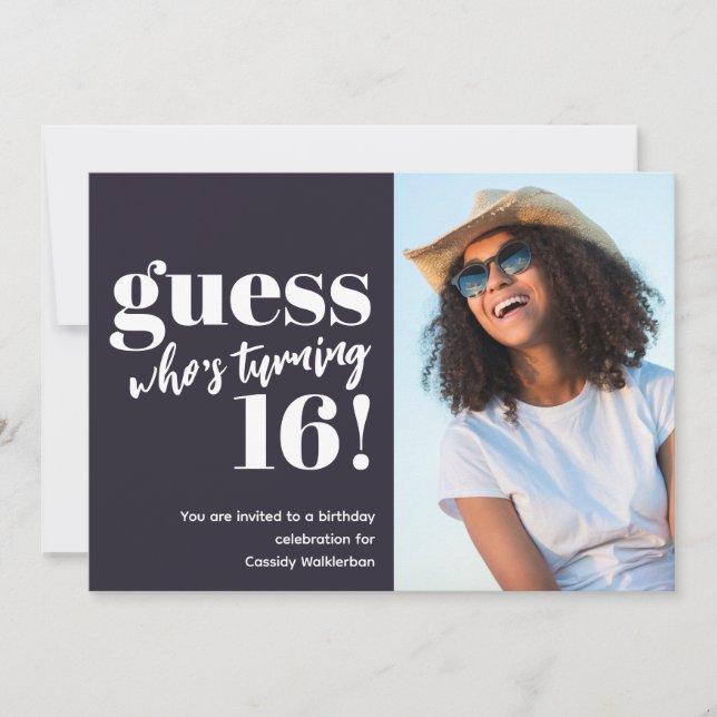 Minimalistiskt foto 16:e födelsedagen inbjudningar (Framsida)