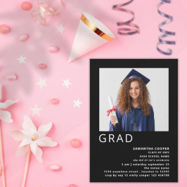 Minimalistiskt foto 2022 Studenten Black Inbjudningar