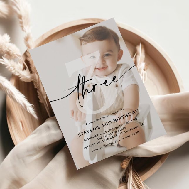 Minimalistiskt foto 3:e födelsedagen inbjudningar (Skapare uppladdad)