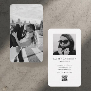 Minimalistiskt foto-Affärskort med QR-kod Visitkort